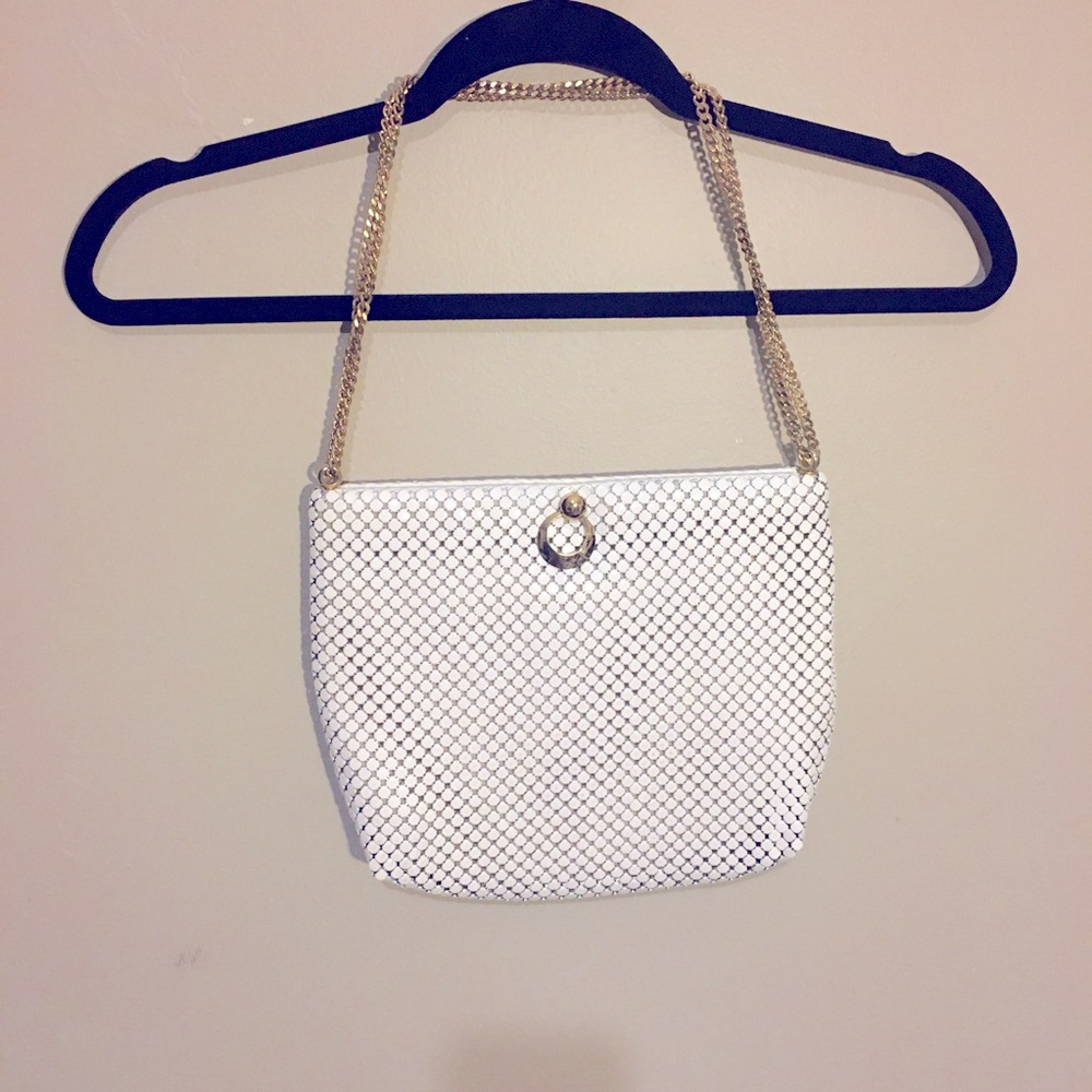 White with gold chain whiting and davis purse